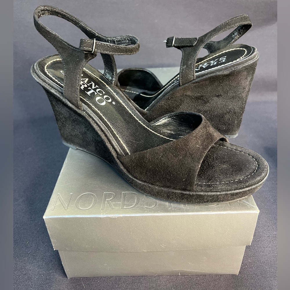 Franco Sarto Black Suede Wedge